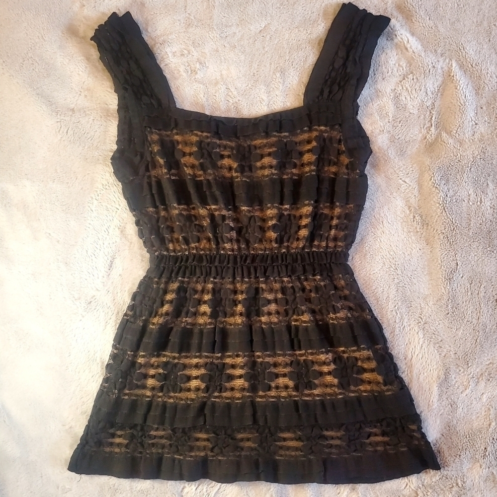 Max Studio Black Ruffle Top Size small - Picture 2 of 3
